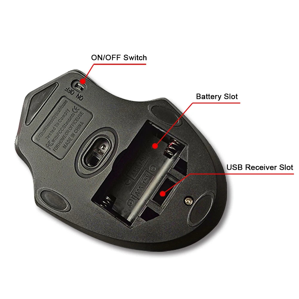 2000DPI Ergonomic Wireless Computer Mouse
