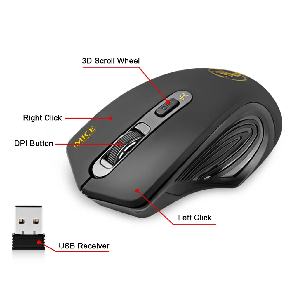 2000DPI Ergonomic Wireless Computer Mouse