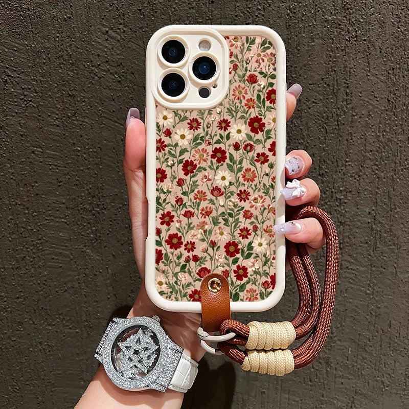 iPhone Floral Lanyard Phone Case