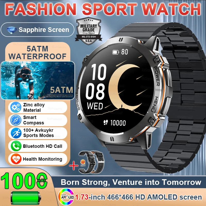 Military GPS AMOLED Smartwatch