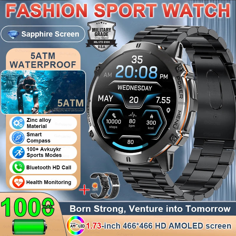 Military GPS AMOLED Smartwatch