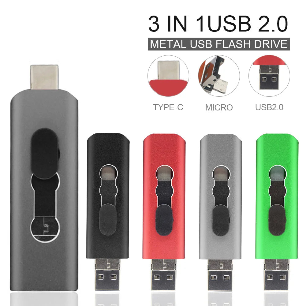 Three-in-One Metal OTG Flash Drive