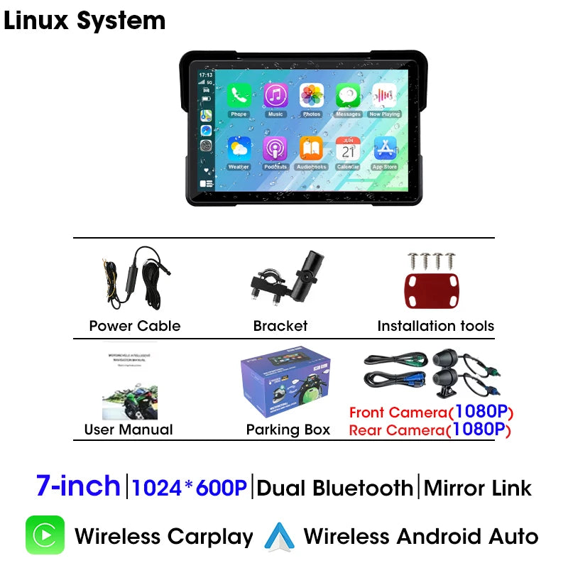 2K Motorcycle CarPlay GPS Monitor