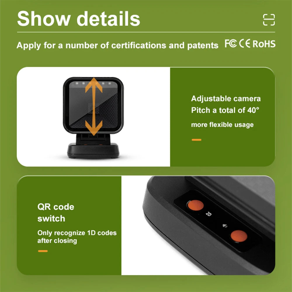 Hands-Free Desktop Barcode Scanner