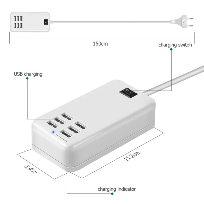 Six-Port USB Wall Charger