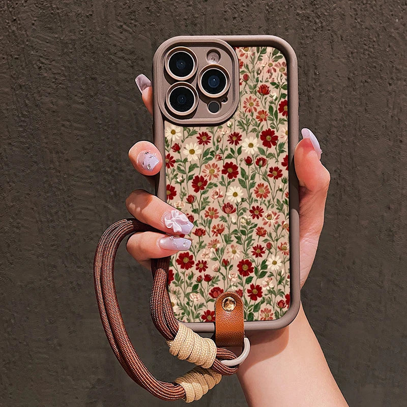 iPhone Floral Lanyard Phone Case