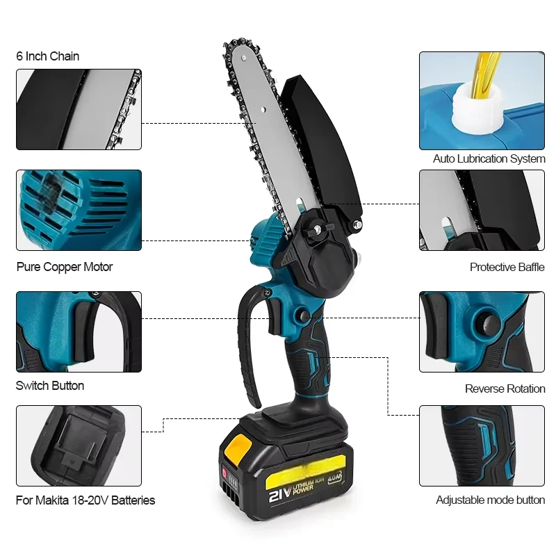 6-Inch Cordless Mini Chainsaw