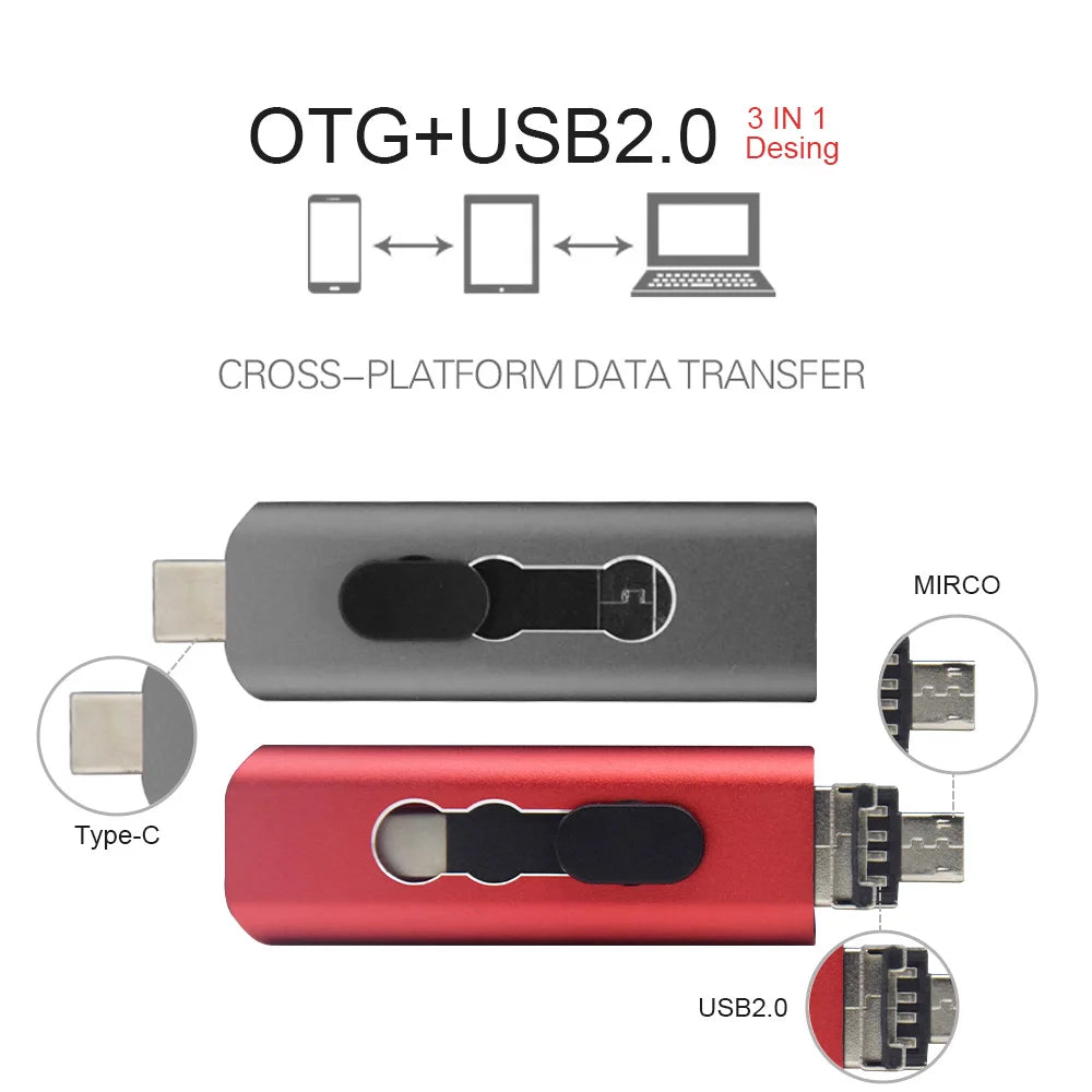 Three-in-One Metal OTG Flash Drive