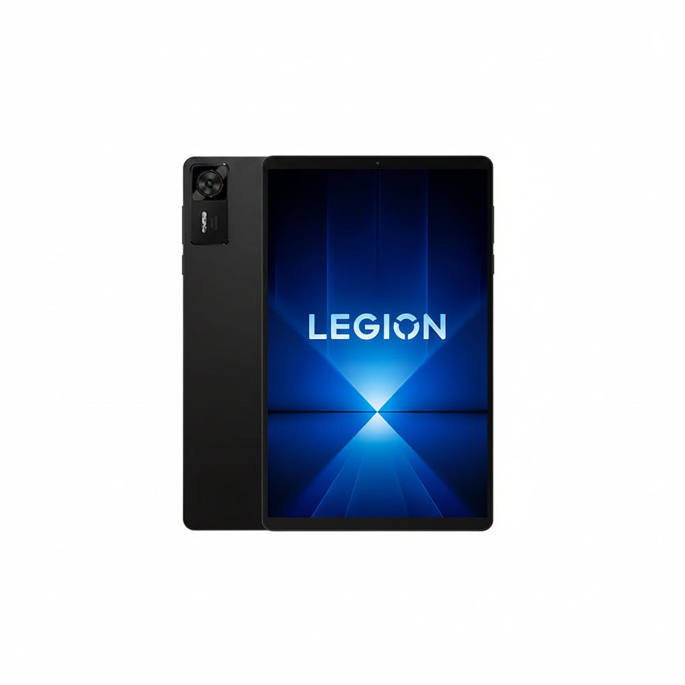 Black tablet with 'Legion' branding on a white background