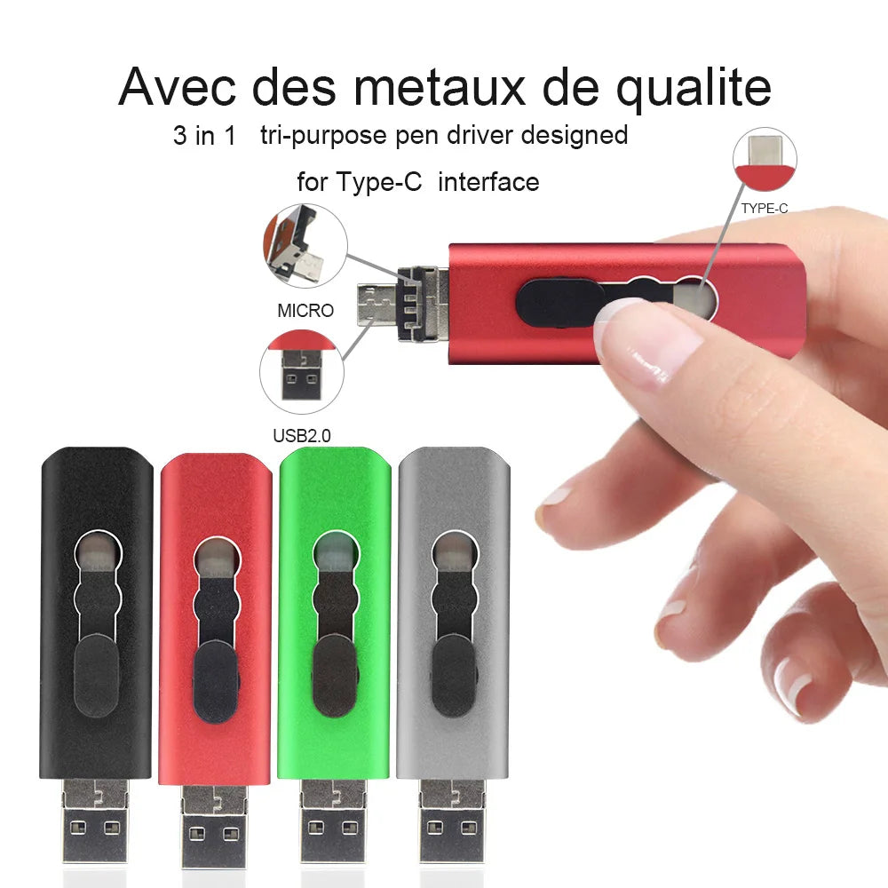 Three-in-One Metal OTG Flash Drive