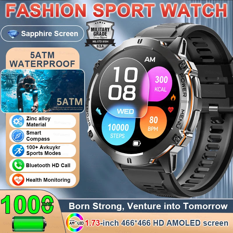 Military GPS AMOLED Smartwatch