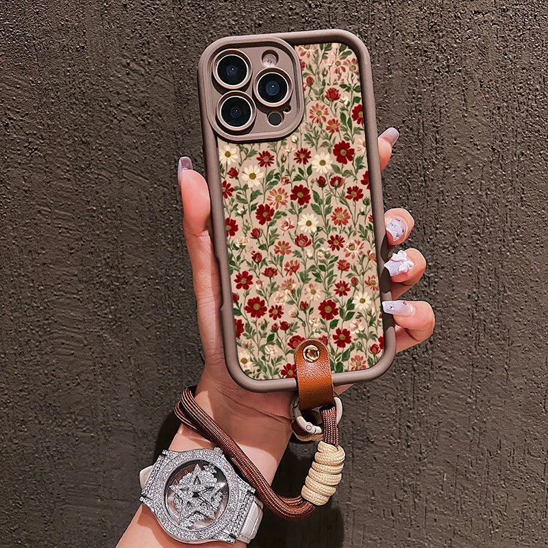 iPhone Floral Lanyard Phone Case